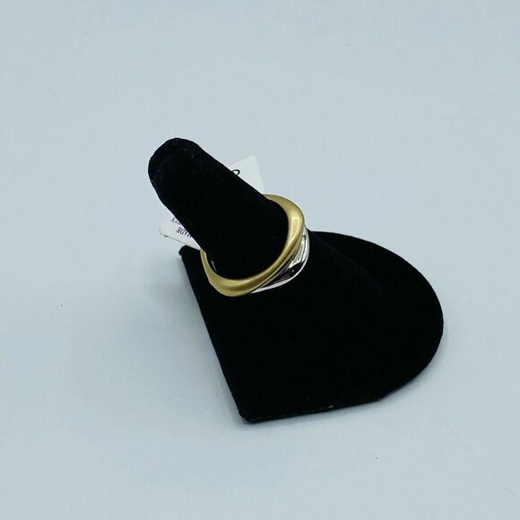 Lia Sophia Set of 2 Rings Silver Copper Goldtone Color Opposites Attract Size 7 - Picture 5 of 5